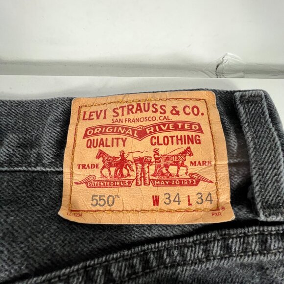 Y2K Levi's Jeans Men's Measured 34x32* 550 Relaxed Black Faded Denim Tag 34x34 - Picture 10 of 16